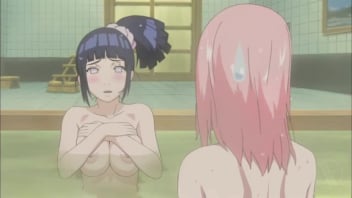 火影忍者漫畫和火影忍者動畫18，木葉美女的熱辣裸浴場面 每個人的乳房都在增長，他們的乳頭仍然是非常粉紅色的，這是很lil。
